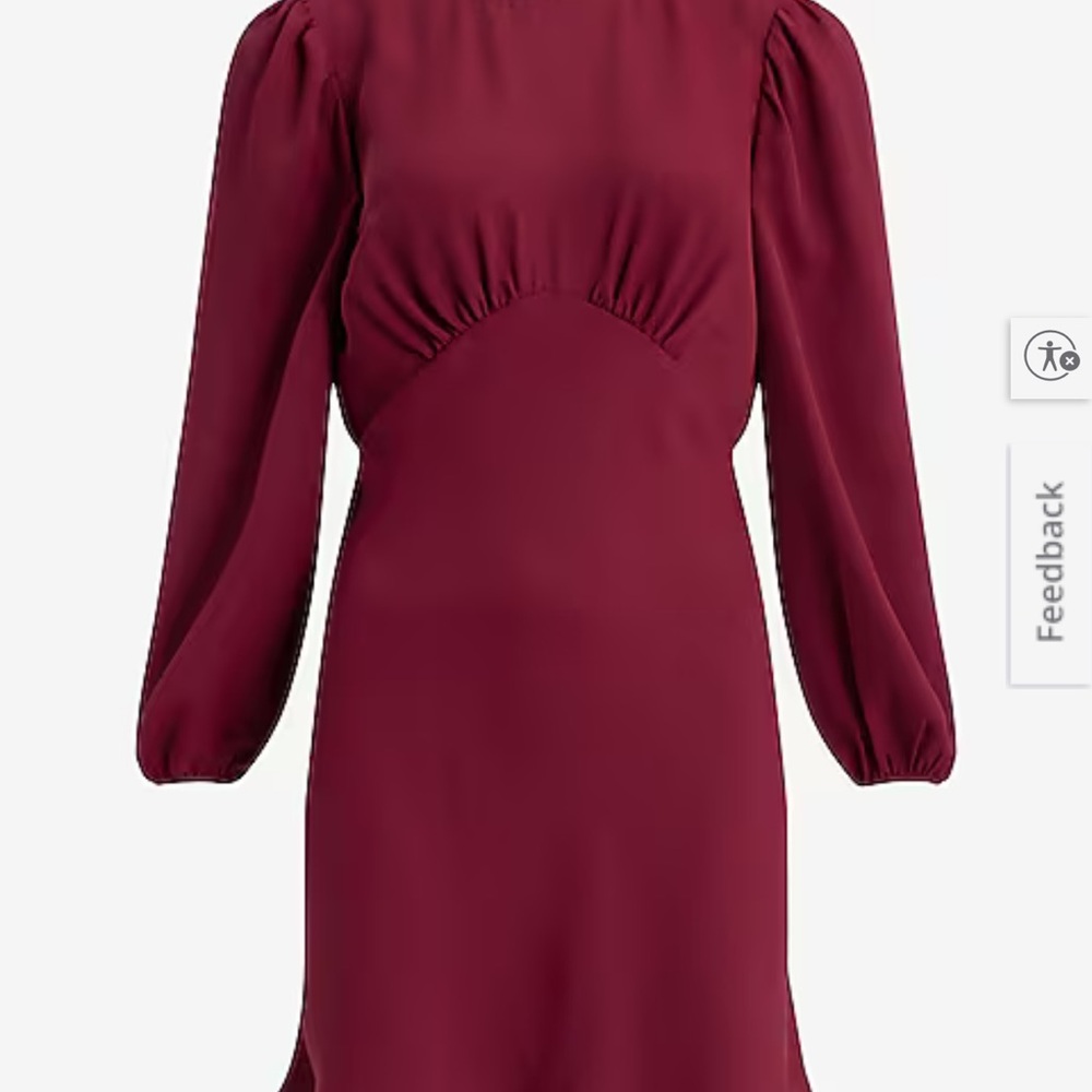 EXPRESS Long Sleeve Ruched Empire Waist Mini Fit and Flare Dress